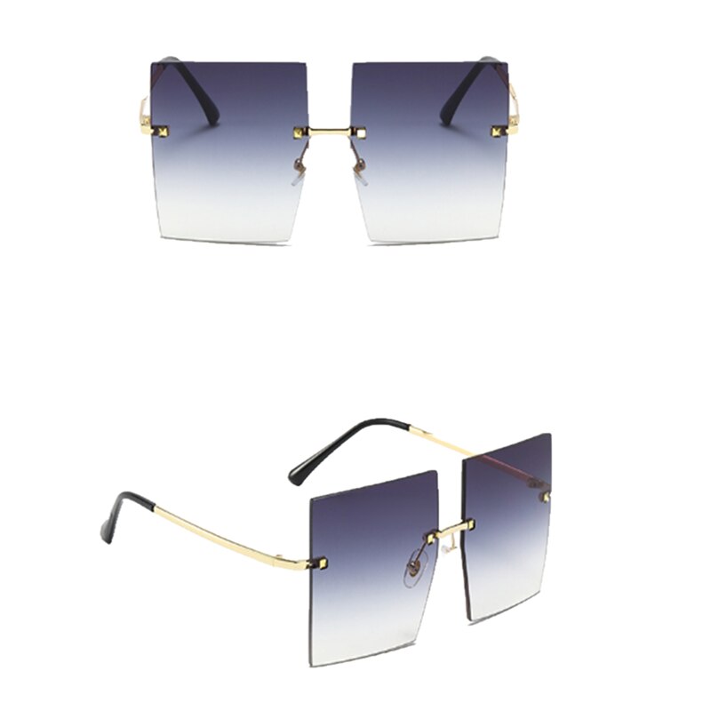 Gafas de sol europeas y americanas grandes cuadradas sin marco recortadas celebridades con el mismo estilo de la cubierta de tiro de calle de