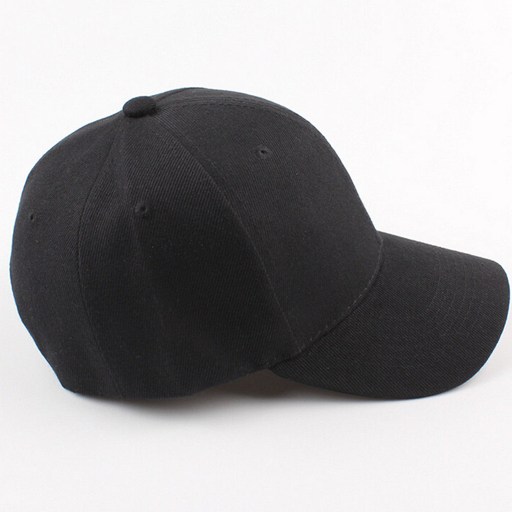 Katoen Effen Mannen Vrouwen Solid Baseball Bal Cap Outdoor Sport Hoeden Verstelbare: Zwart