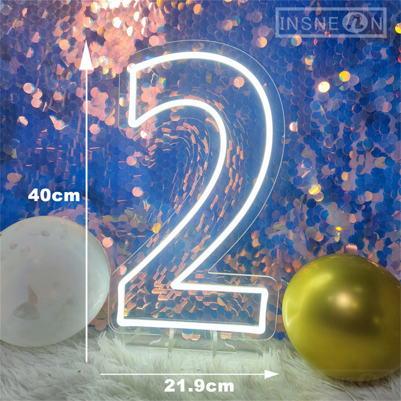 Letrero de neón con números, luces acrílicas de cumpleaños de 0 a 9 con interruptor para aniversario, boda, , negocios, salón de belleza, decoración de pared, 40cm: changeable / 3 W