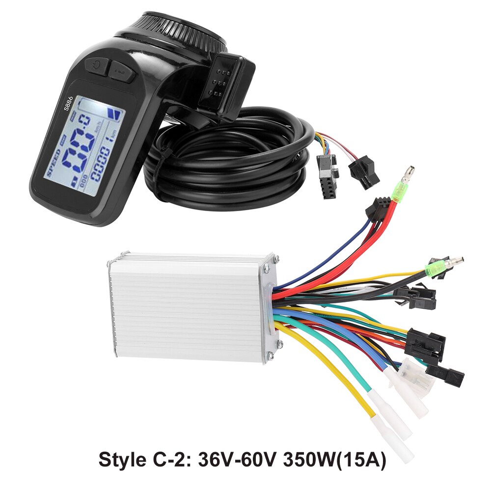 24V-48V/36V-60V 350W Electric Bicycle Controller with LCD Display Panel E-bike Electric E Bike Scooter Brushless Controller Part: C 36V-60V 350W 15A