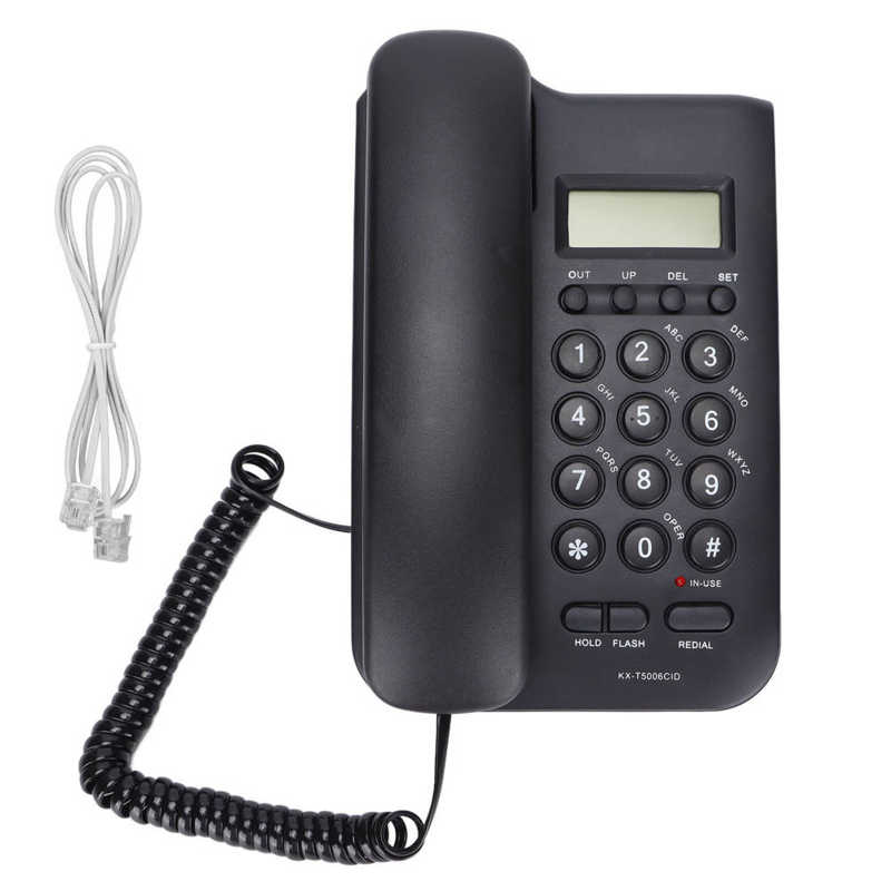 Semi Hands Free Dial Corded Phone Caller ID Wall Mounted Free Battery Wired Telephone: black