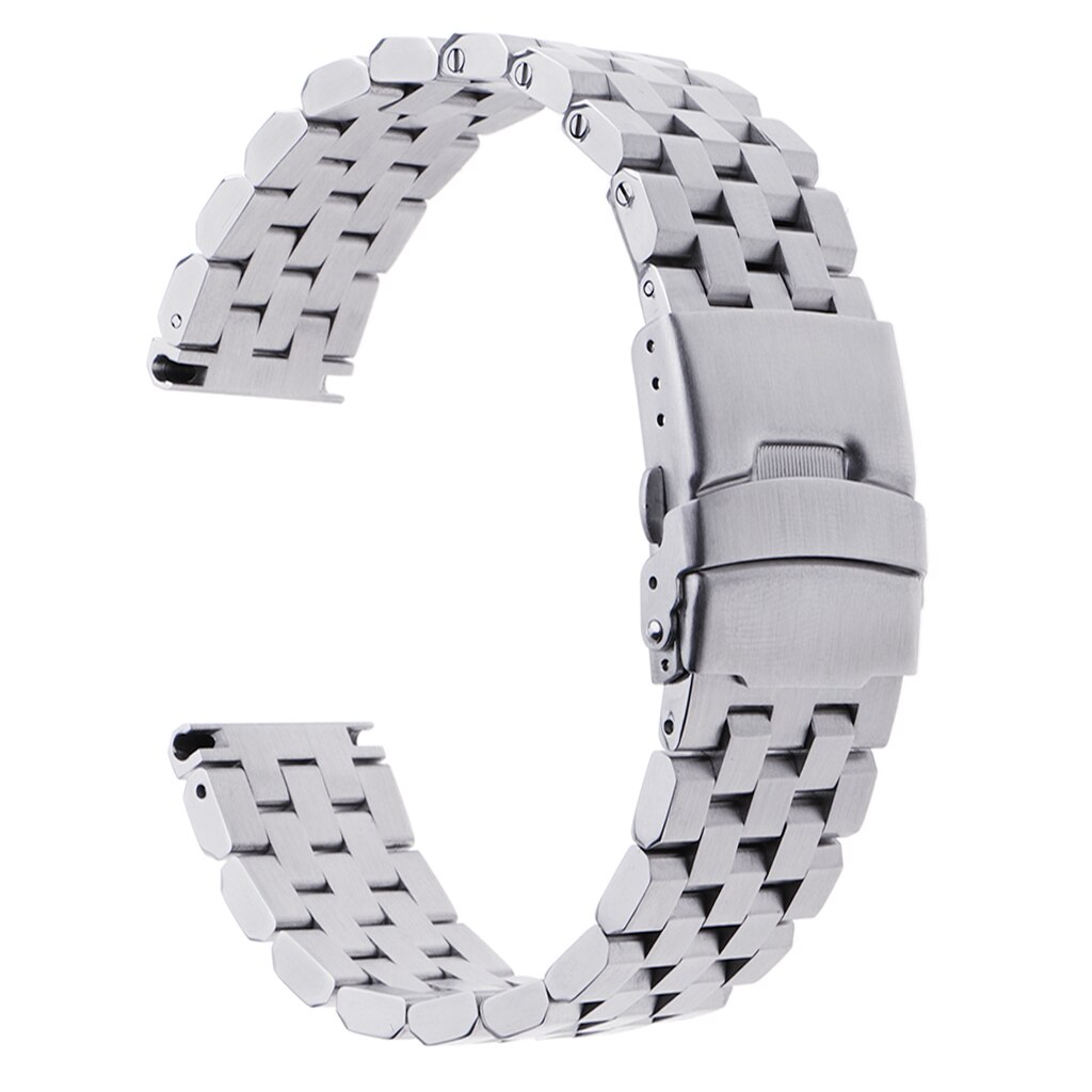 20/22/24mm Stainless Steel Solid Link Watch Band Strap Straight Bracelet: Silver 24mm