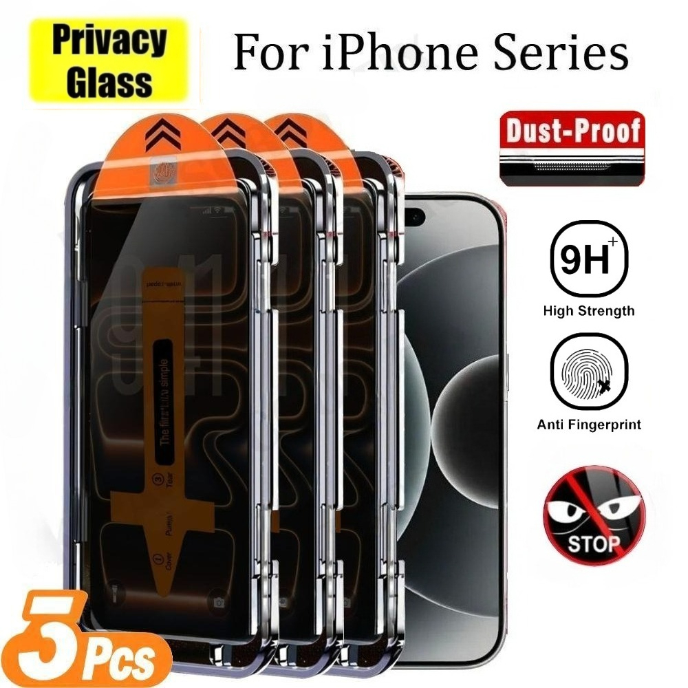 3er-Pack Anti-Spionage Vollbild-Displayschutzfolie für iPhone 17/16/15/Profi Max 17e/16e/Luft/14/13/12/Profi 15/14 Plus – Staubfreie Installation, Glas