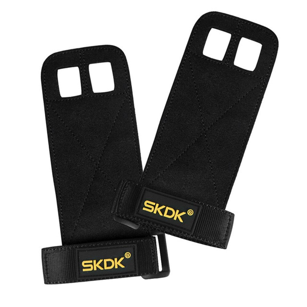 FDBRO 1 par agarre de mano Crossfit Pull-up Protector de palmas gimnasia guantes de gimnasia gimnasio entrenamiento levantamiento de pesas guantes: BLACK WITH LOGO / M