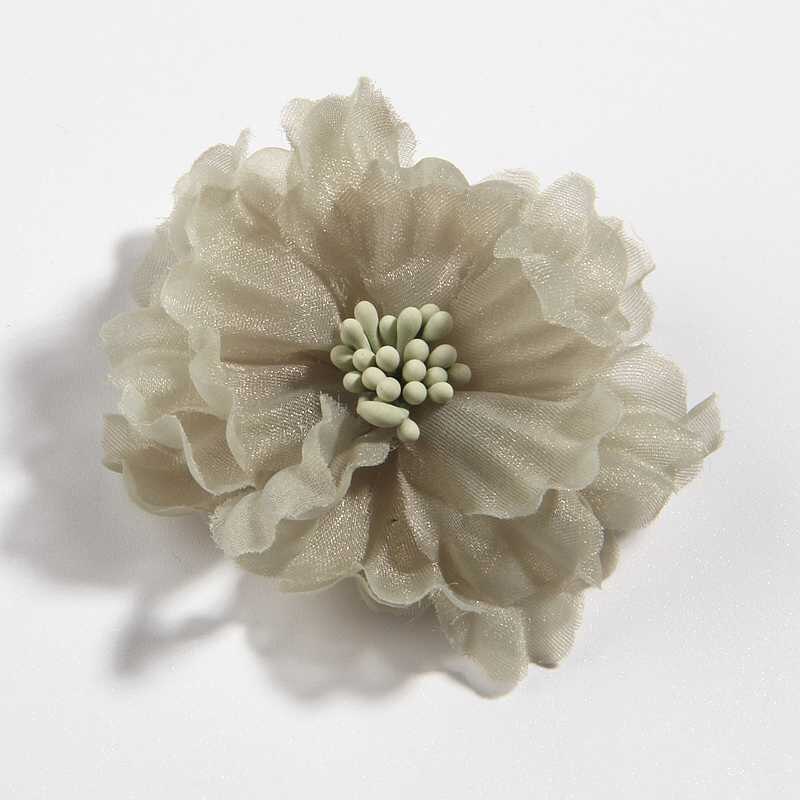 60PCS 5CM 2" Beauty Chiffon Artificial Hair Flowers Blossom With Matches For Bouquet Wedding Party Craft Home DIY Decoration: Green