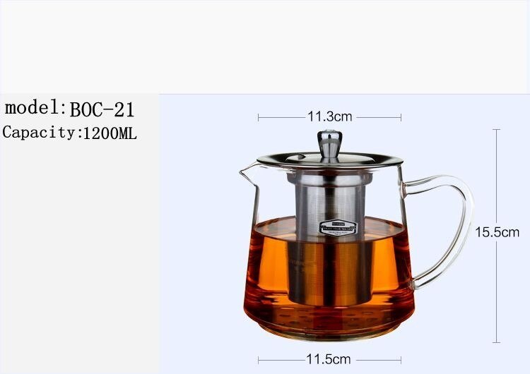 Induction cooker special pot boil tea dedicated cooker glass pot stainless steel liner kettle flower tea pot: BOC21  1200ML