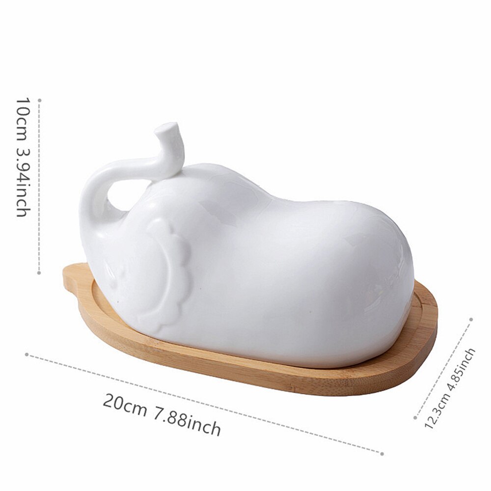 Elephant Shape Butter Dish with Ceramic Lid Simple... Grandado