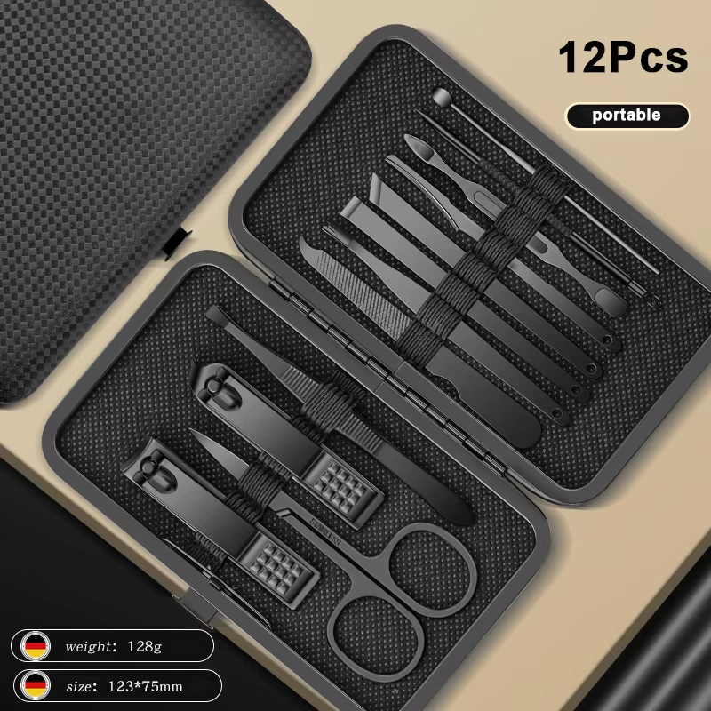 8/12/15/20/24pcs black Nail clipper set Pedicure knife Stainless steel Nail beauty tool Nail Care Trimmer Portable travel box: WHITE
