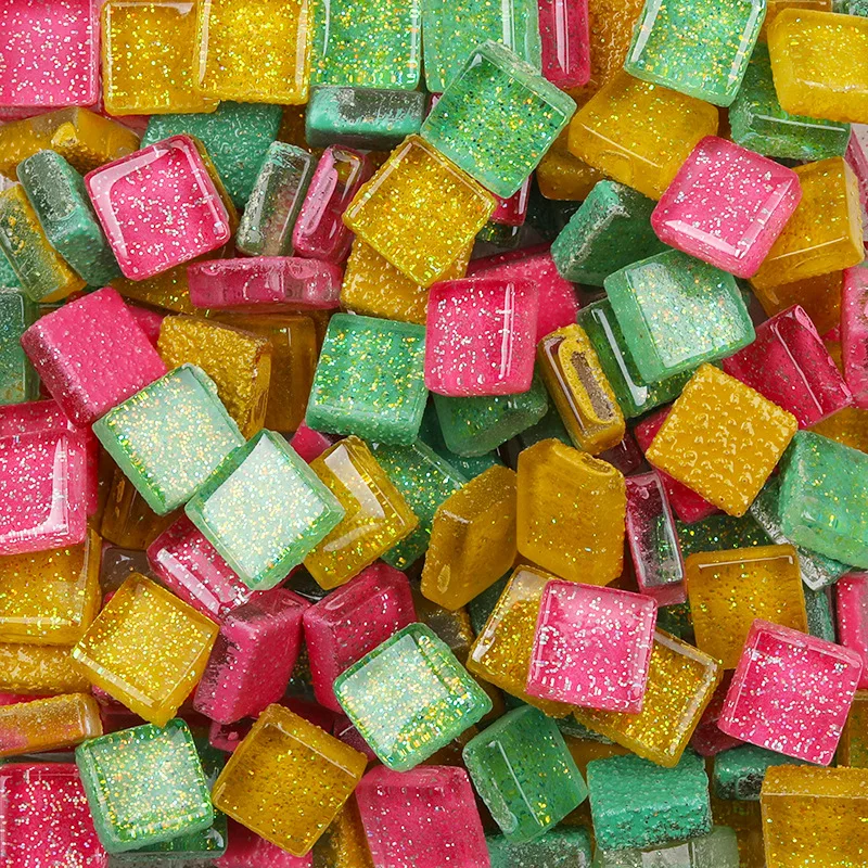 50Stck Diy mischen Farbe funkeln Glas Mosaik Steine Mosaik Fliesen Glas Kiesel Handwerk Material Puzzle Für Diy Mosaik, Der 10*10mm: 1