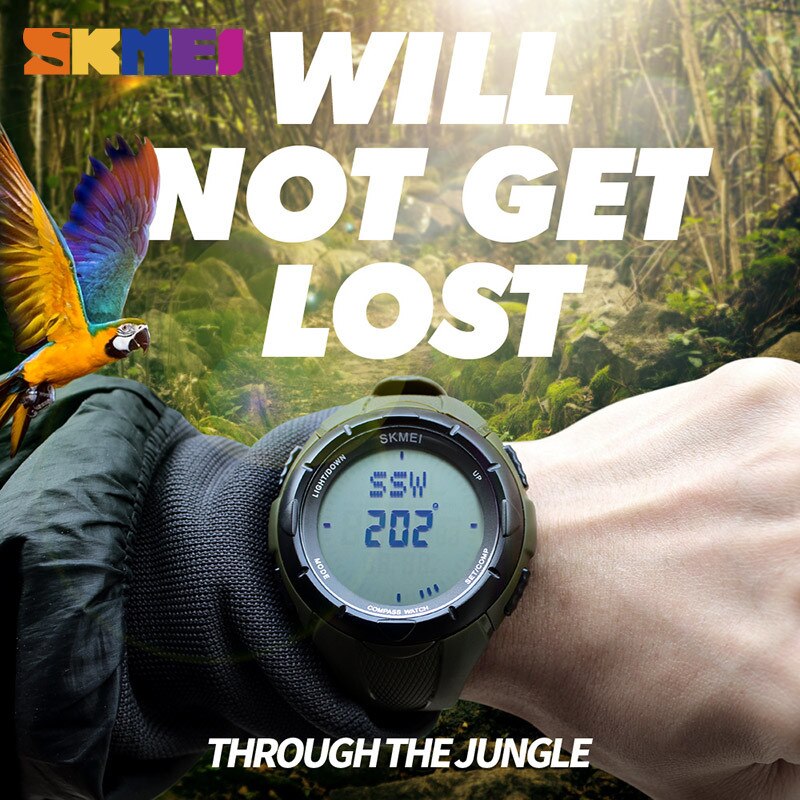 Relojes de pulsera digitales SKMEI 1232 para hombre, brújula, relojes con luz mundial, repetidor, alarma de cuenta atrás, reloj deportivo, reloj Masculino