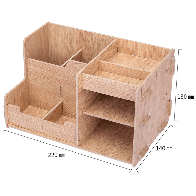Wooden Document Tray DIY Desktop Storage Box Multifunction Pen Pencil File Holder Office Desk Organizer School Supplies 79230: 79230