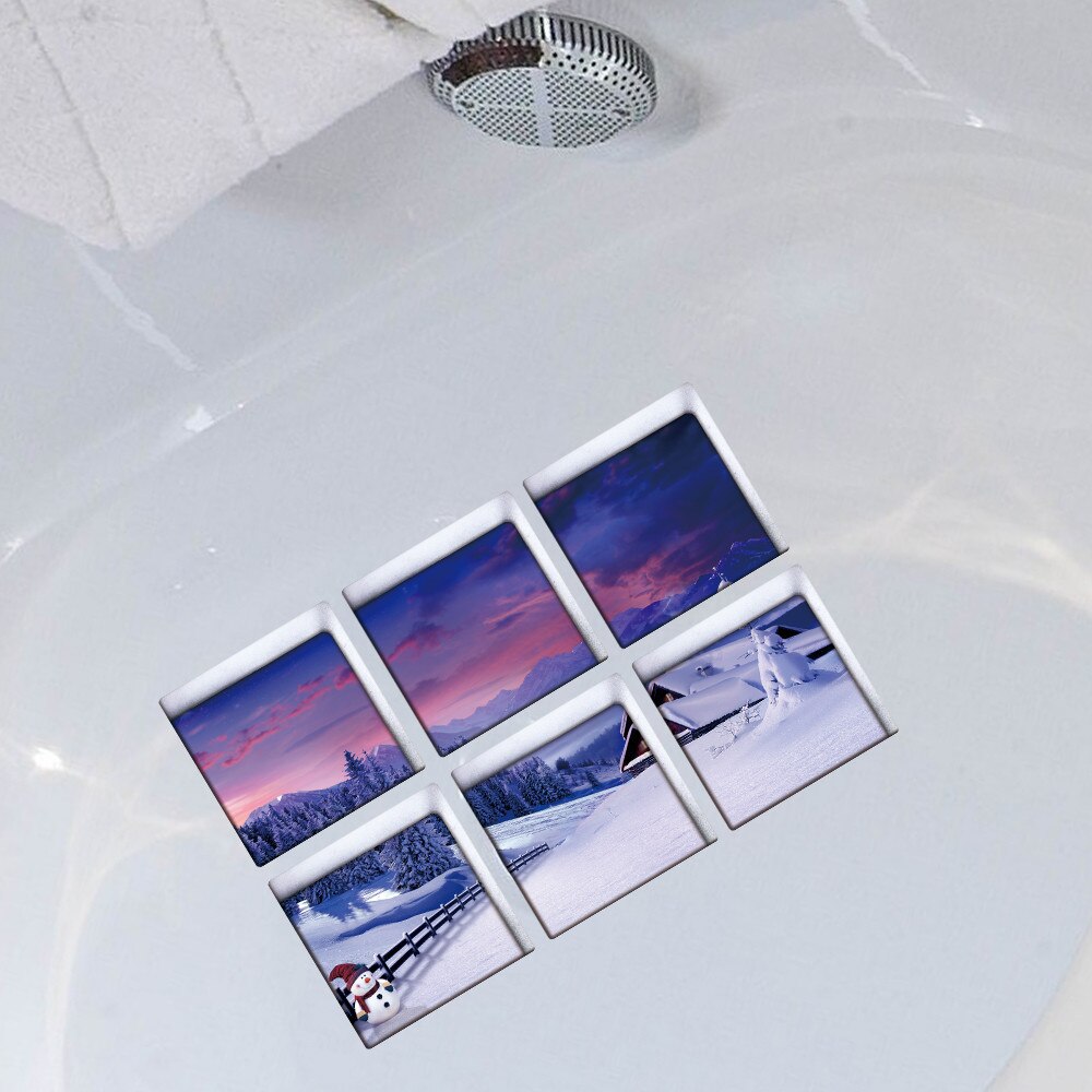 Funny 6pcs 3D bathtub stickers Water Shadow Pattern 3D Anti Slip Waterproof Bathtub Sticker Tub Bathroom Decal PVC Mural
