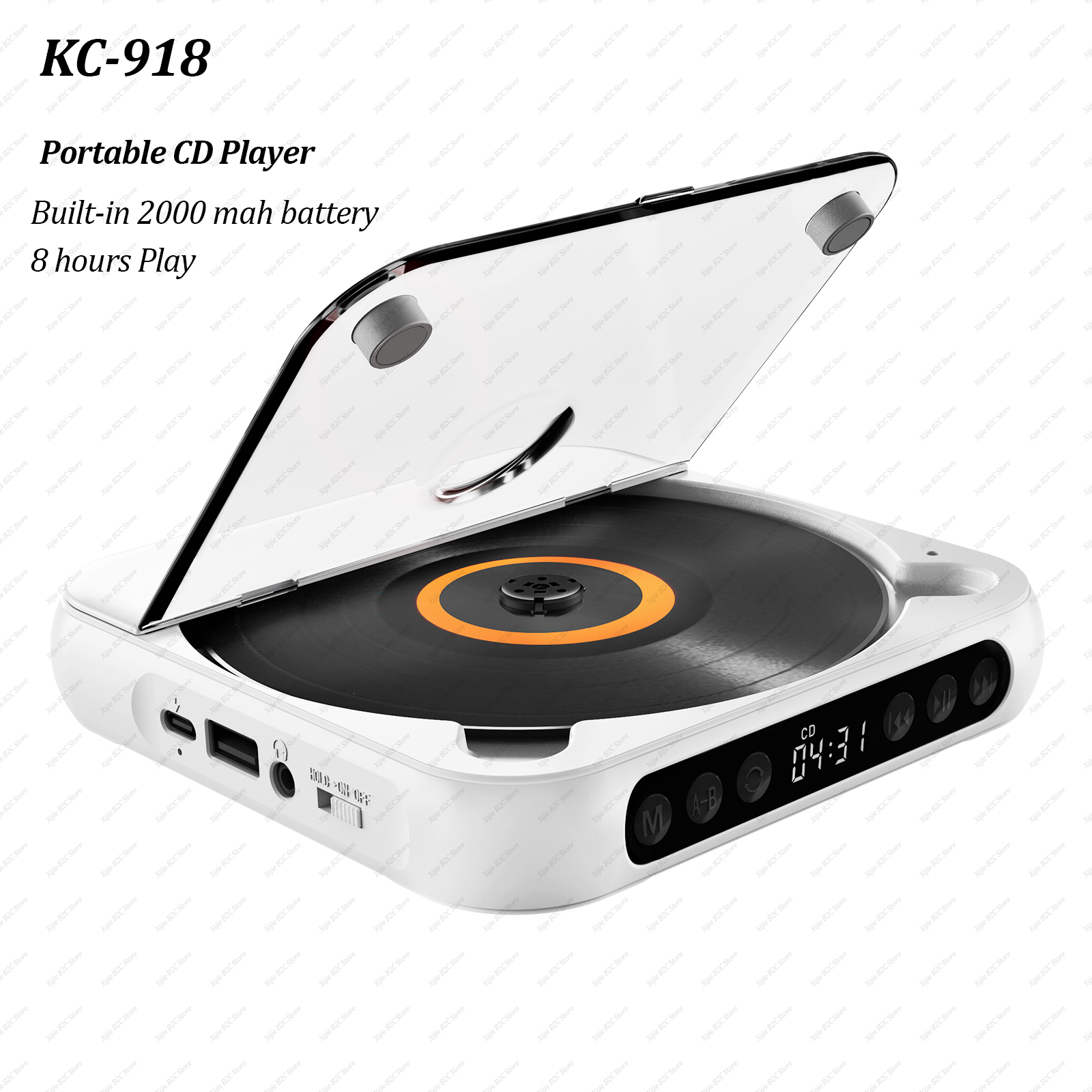 KC-918 CD Player Portable Bluetooth Music Player CD Runner Dustproof Cover 6 Modes A-B Repeat Timer With Remote Control: Default Title