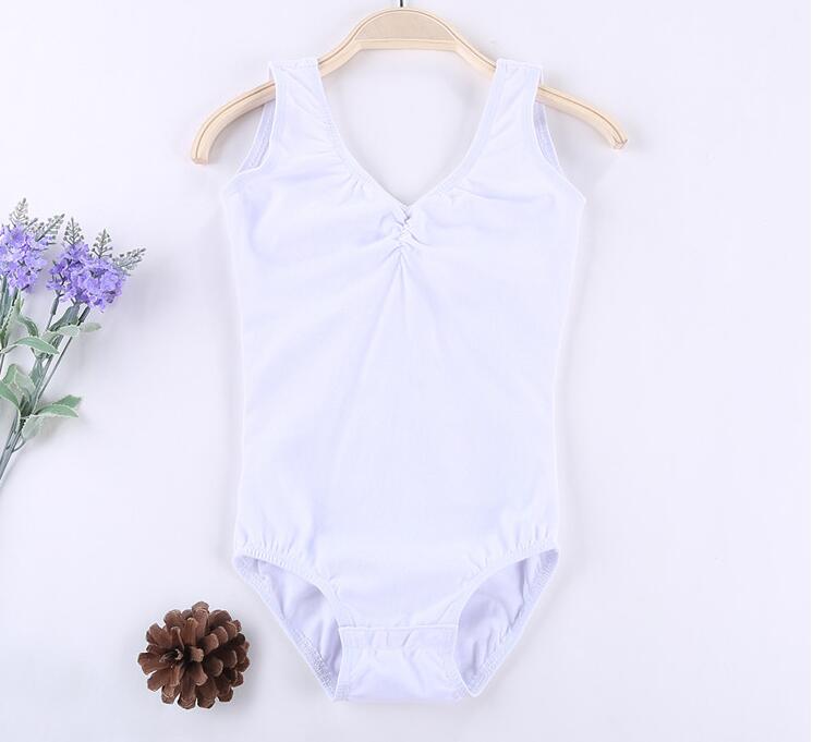 Vêtements de gymnastique de danse de Ballet pour filles, justaucorps de base sans manches, noir, blanc, rose, taille 100cm-140cm,: White / 140cm height girl