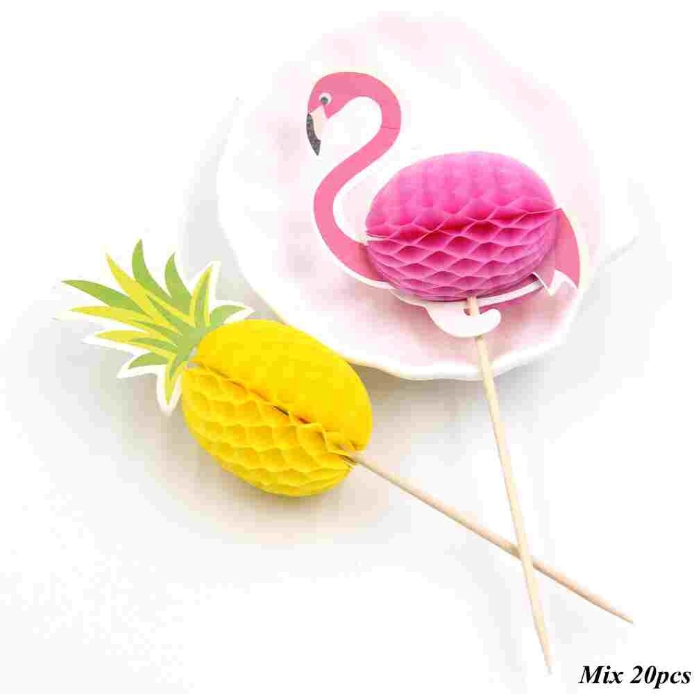 20 stk flamingo cupcake toppers gjør-det-selv kaker topper picks ananas topper bryllup/bursdagsfest dekorasjon baby shower rekvisita: 20 stk miks