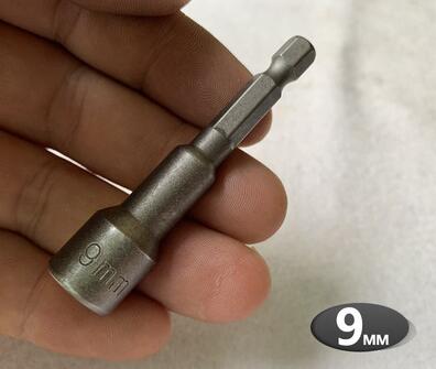 Hex Bit Socket with Magnetic, 7mm to 19mm, 65mm Long, Hexagon Socket Wrench Impact Resistant Socket for Hand /Electric Drill: 9mm