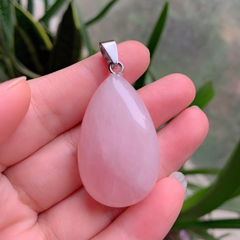 Grande Formato di Pietra Verde Naturale Rubini Zoisite Pietra di Quarzo Del Pendente Accessori Dei Monili Perline FAI DA TE Fatti A Mano per la Collana Della Catena Chiave: Rose Quartz