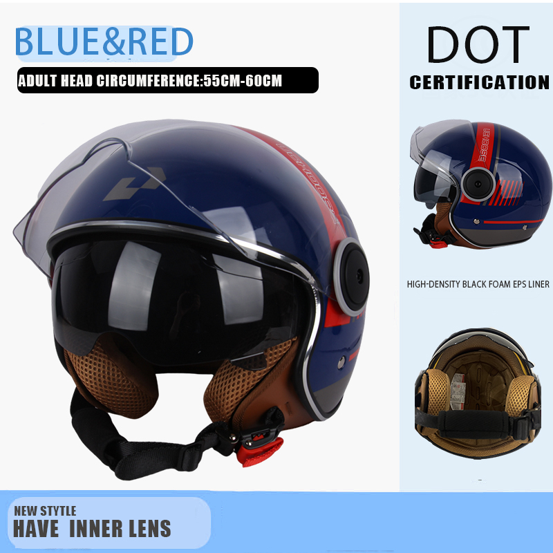 DOT-zertifizierter Vintage-Helm, offener Motorrad-Helm mit offenem Gesicht, Retro-3/4-Helm, Cruise Casco Casque Moto, Herren und Damen: Elfenbein