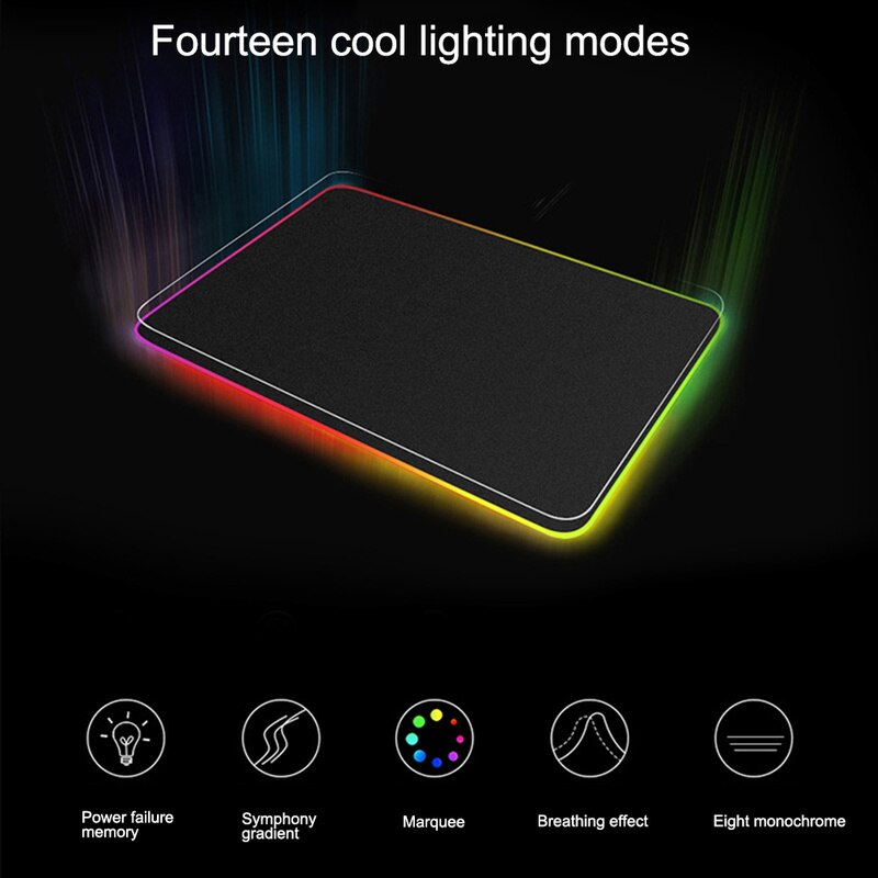RGB Led Lighting Gaming Mouse Pad Mousepad 90x40cm Large Size Rubber Mice Mat Anti-slip Locking Edge Mouse Mat
