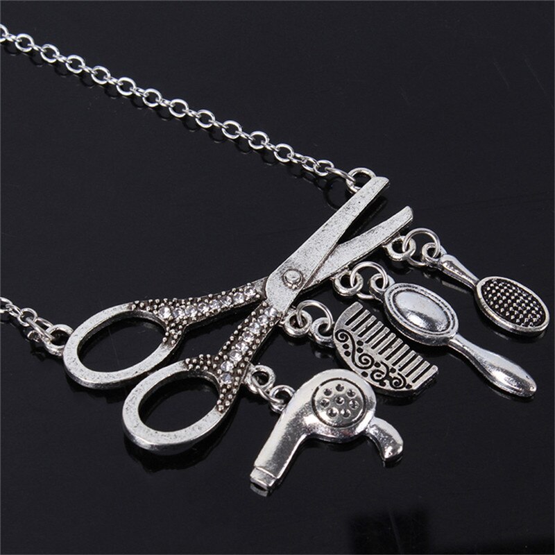 Design Vintage collana a forbice parrucchiere fascino collane e asciugatrice/forbice/pettine cosmetologibarbiere parrucchiere presente: Default Title