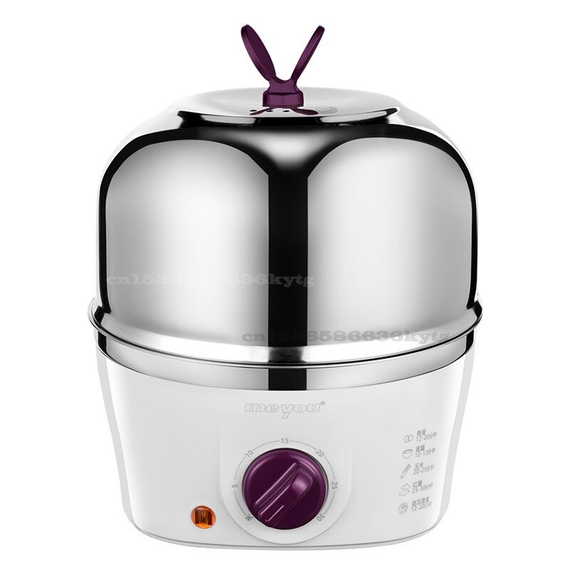 Egg Boiler Household Timing Egg Steamer Automatic Power Off Stainless Steel Mini Double Layer Bottle Disinfection Egg Boiling: White Monolayer
