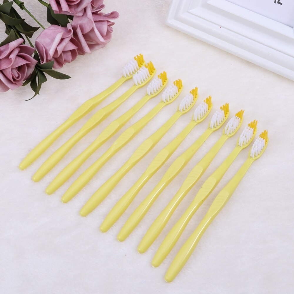 10pcs Travel Toothbrush and Toothpaste Set Hotel Disposable Toothbrush Kit (Mixed Colors)