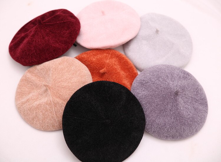 Franse Kunstenaar Ronde Baret Caps Herfst Meisjes Vrouwelijke Casual Katoen Chenille Baretten Caps Pet Gorros