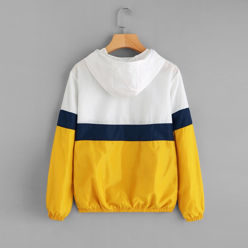 Jaycosin Vrouwen Jas Lange Mouw Patchwork Dunne Skinsuits Capuchon Rits Sport Jas Stiksels Contrast Hooded Dunne Jas