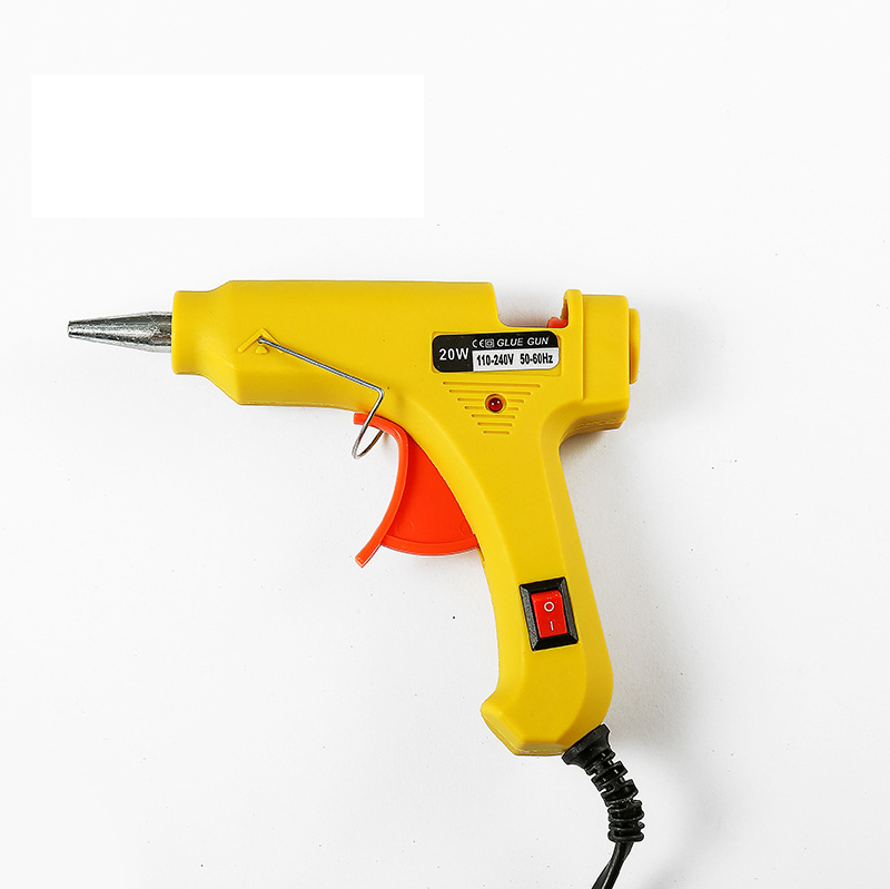 Hoge Temp Heater Melt EEN Hete Lijmpistool 20W Reparatie Tool Heat Gun Mini Gun EU/ONS Gebruik 7mm Lijm Sticks Optionele Base: Yellow / EU