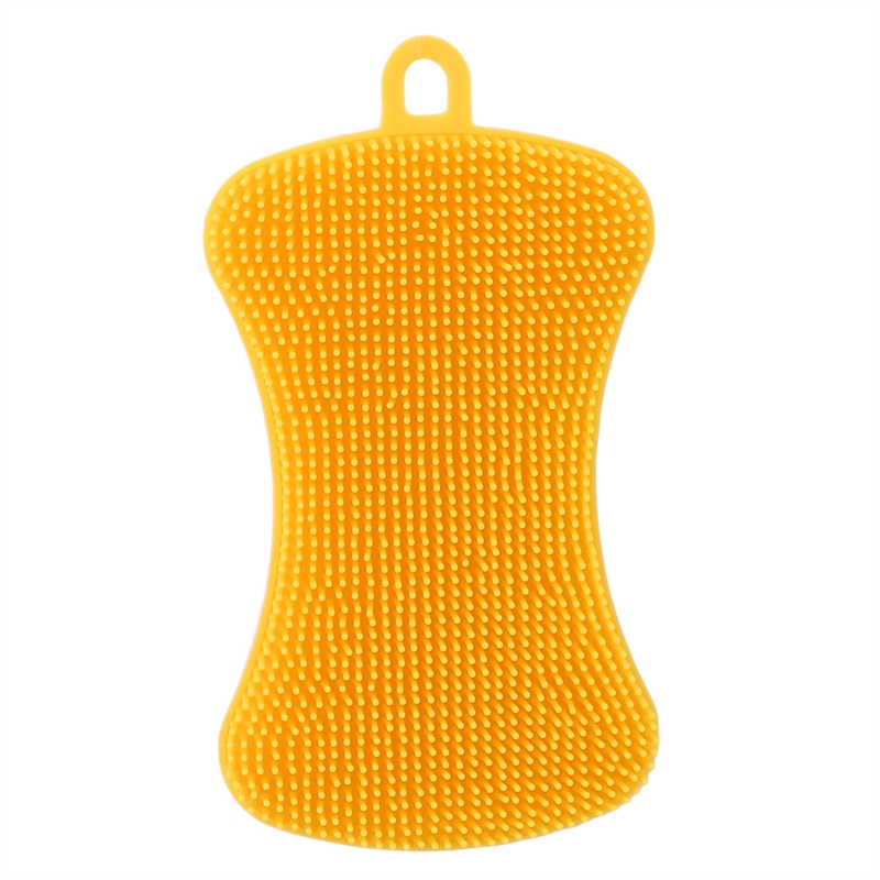 1pc silikon oppvaskbørster grytesvamp skrubber silikon skuresvamp fruktgryte panne vaskebørster kjøkken rengjøringsverktøy: Gul