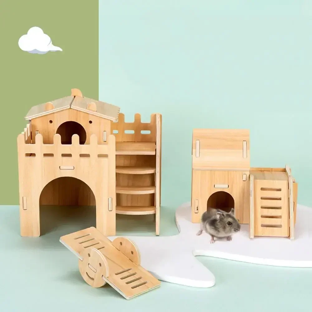 Pet Hamster Toys Wooden Bridge Seesaw Swing Toys S... - Grandado