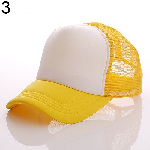 Unisex Trucker Cap Baseball Mesh Adjustable Hats: White Yellow