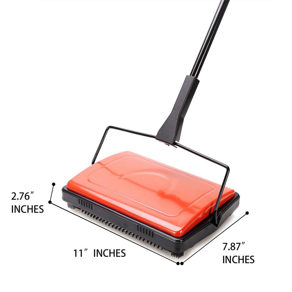 Escoba automática de empuje manual para limpieza del hogar, barredora de suelos y alfombras para oficina, limpiador de restos de polvo con cepillo, Cleanhome: Red