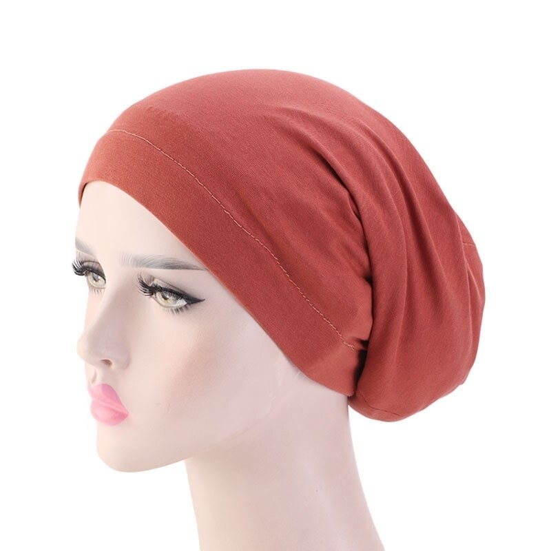 Kvinnor satin foder chemo hår keps elastiskt band nattsömn mössa cancer mössor kepsar huvudbonader hårstyling accessoarer: Röd