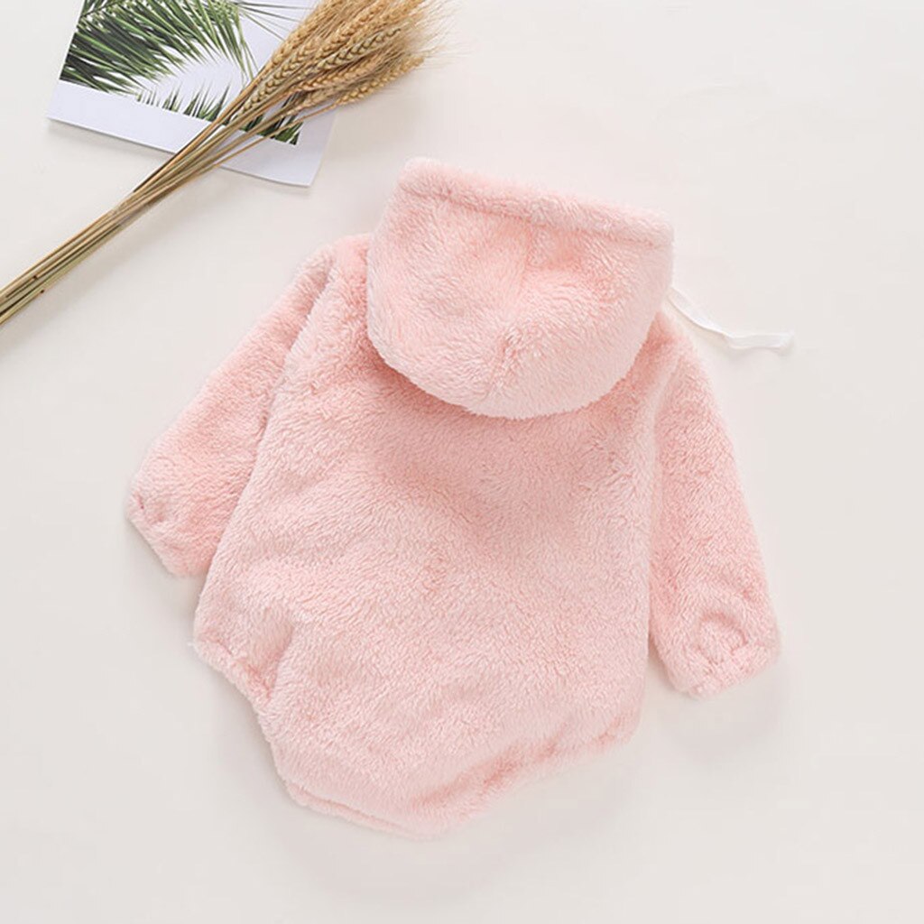 Winter Newborn Infant Baby Boys Girls Clothes Long Sleeve Printed Letter Hooded Thick Warm Jumpsuit Romper Outfits Clothes#g4