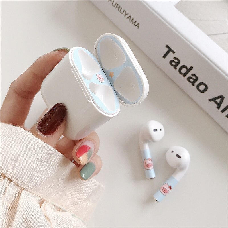 Del fumetto Della Polvere Carino Guard Set per Airpods di Protezione Auricolare Pellicola Della protezione Della Pelle Sticker per Airpods Caricatore Auricolare Scatola a prova di Polvere decalcomanie: 5