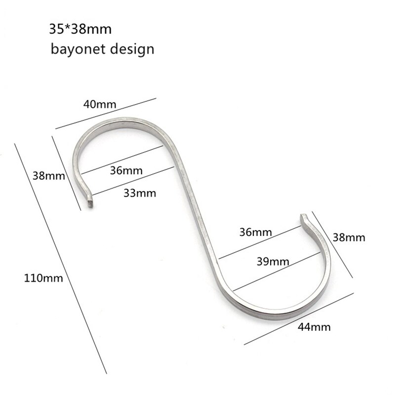 304 rustfri stål s-krog balkon bærbar multifunktionel køkken soveværelse multifunktionel rækværk s bøjle krog: 35 x 38mm bajonet