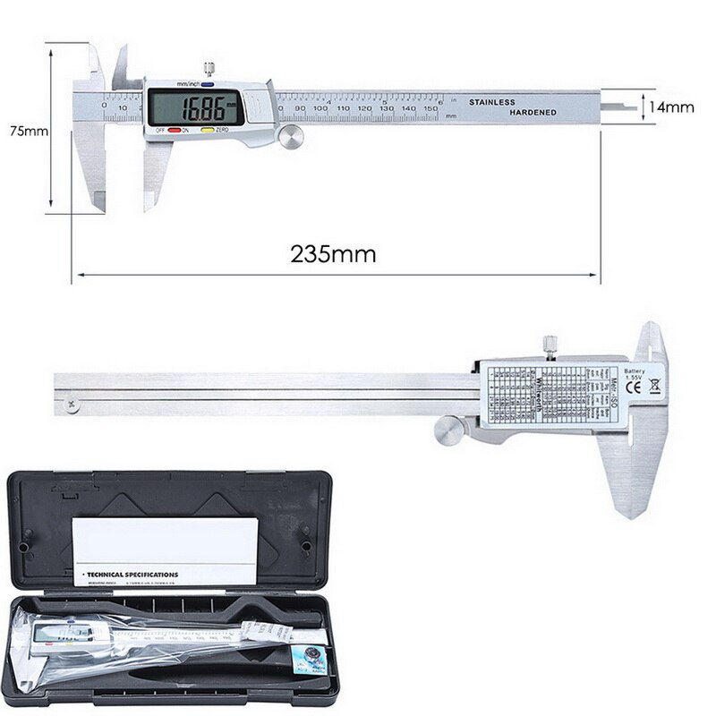 Electronic digital caliper 150mm waterproof IP54 Digital Caliper micrometer guage Stainless Steel vernier caliper Measuring tool