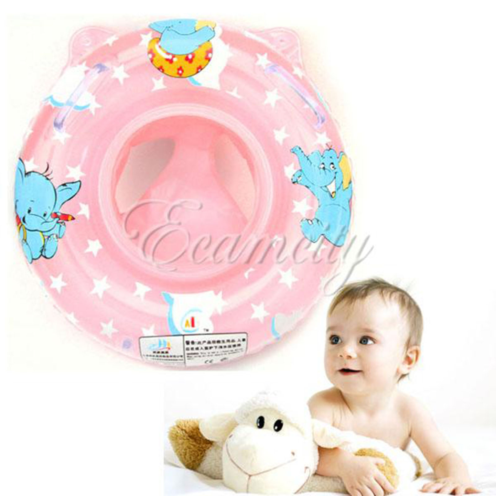 Inflatable Baby Swimming Float Ring Children Waist Float Ring Cute Pool Toy Raft Chair: Pink