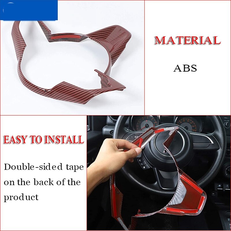 for Suzuki Jimny Car Carbon Fiber Steering Wheel Panel Decoration Cover Trim Frame Sticker Accessories