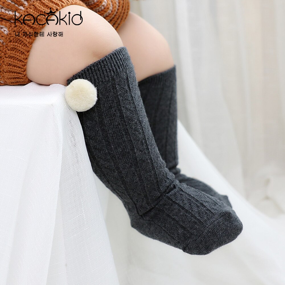 Baby Pom calcetines para niños y niñas hasta la rodilla estilo español negro gris oscuro gris claro Calcetines