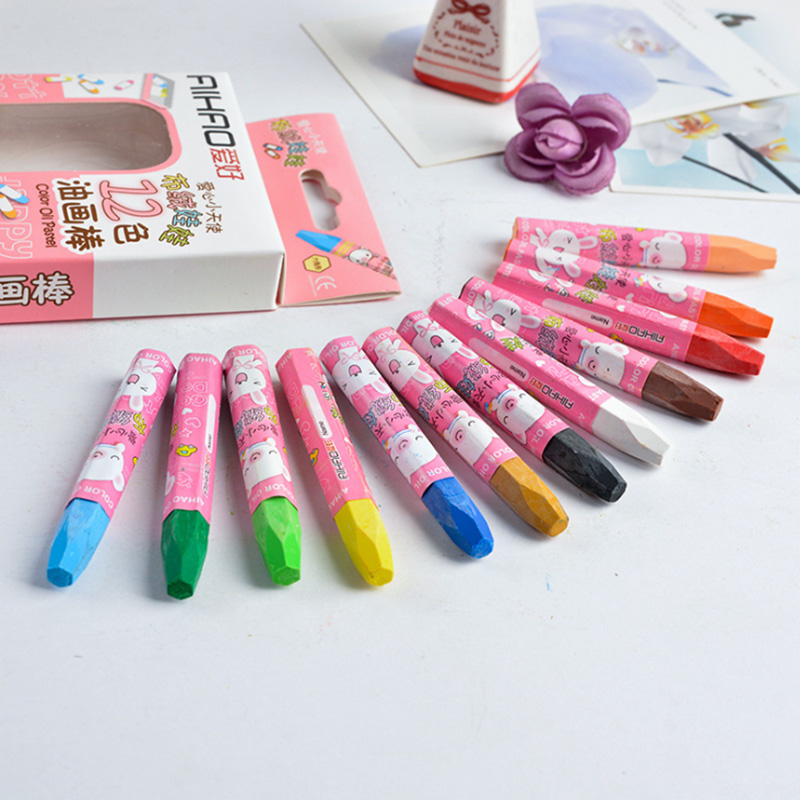 Love oil painting stick 12 color children's color painting oil painting stick student prize art crayons not dirty hands