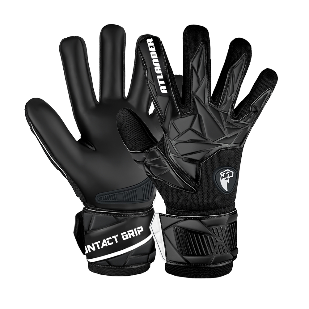 Gants de gardien de but enfants adultes anti-dérapant Latex Football Football forte poignée Match entraînement dragonne gant de gardien de but: Black / XL