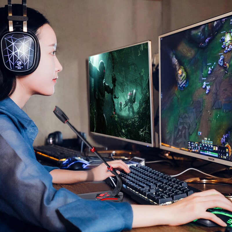 PopuPine Gaming Microphone USB 3.5mm for Computer microphone desktop PC microphone Volume Adjust Switch Recording Chatting Mic