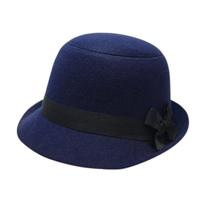 Women Girl Retro Bowknot Beach Felt Wool Fedora Hats Bowler Derby Baseball Caps ZM14s