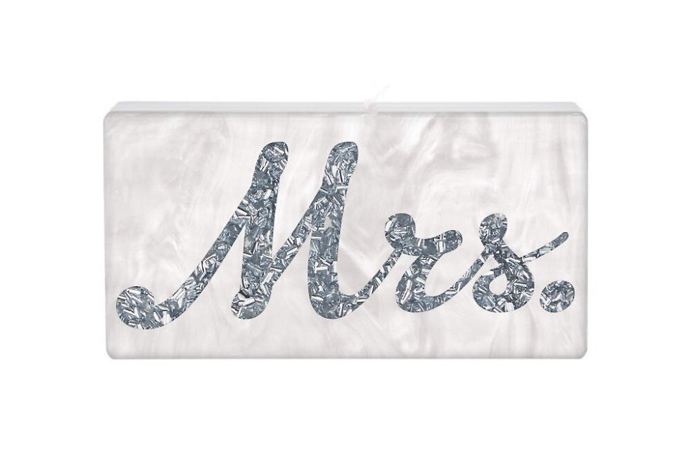 Ins Acrylic Box Clutches Women Lady Evening Brand Bag Pearl White With Silver Glitter Gold Glitter Name Mrs Letter