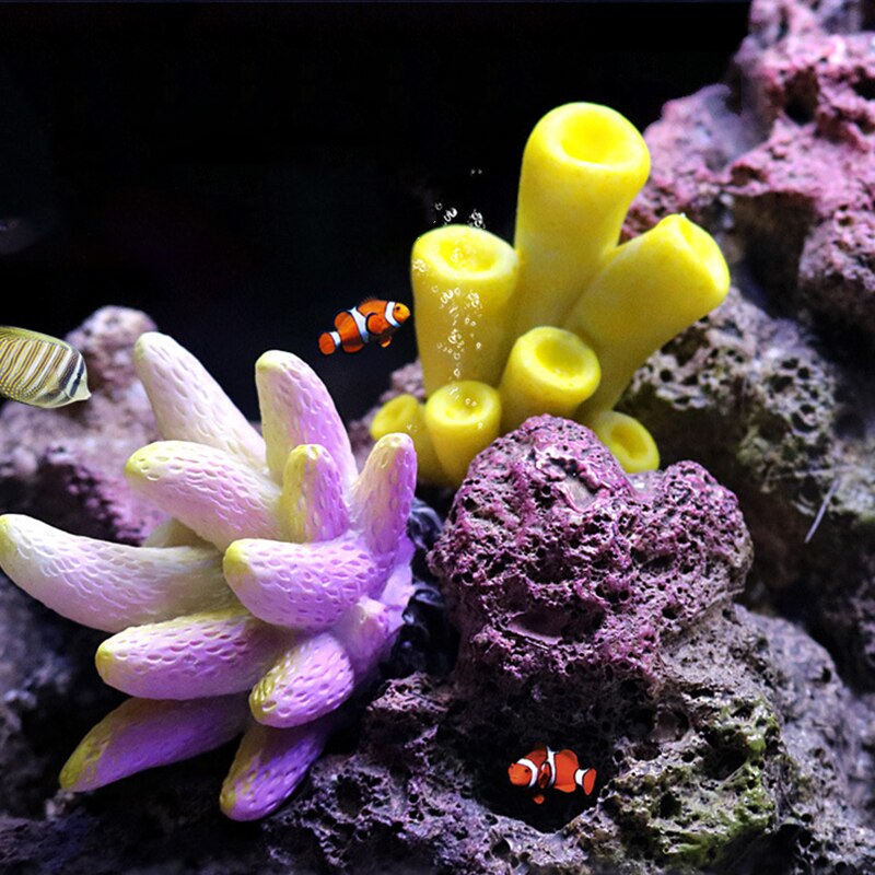 Harz Korallen Dekoration Bunte Fisch Aquarium Dekoration Künstliche Korallen für Aquarium Harz Riff Felsen Lanscaping Ornamente