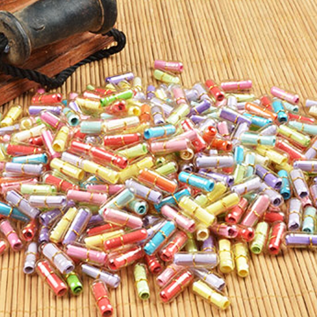 Capsule Message en bouteille 50 pièces/lot | Mignon, lettre pilule d'amour, Mini bouteille de souhait couleur claire