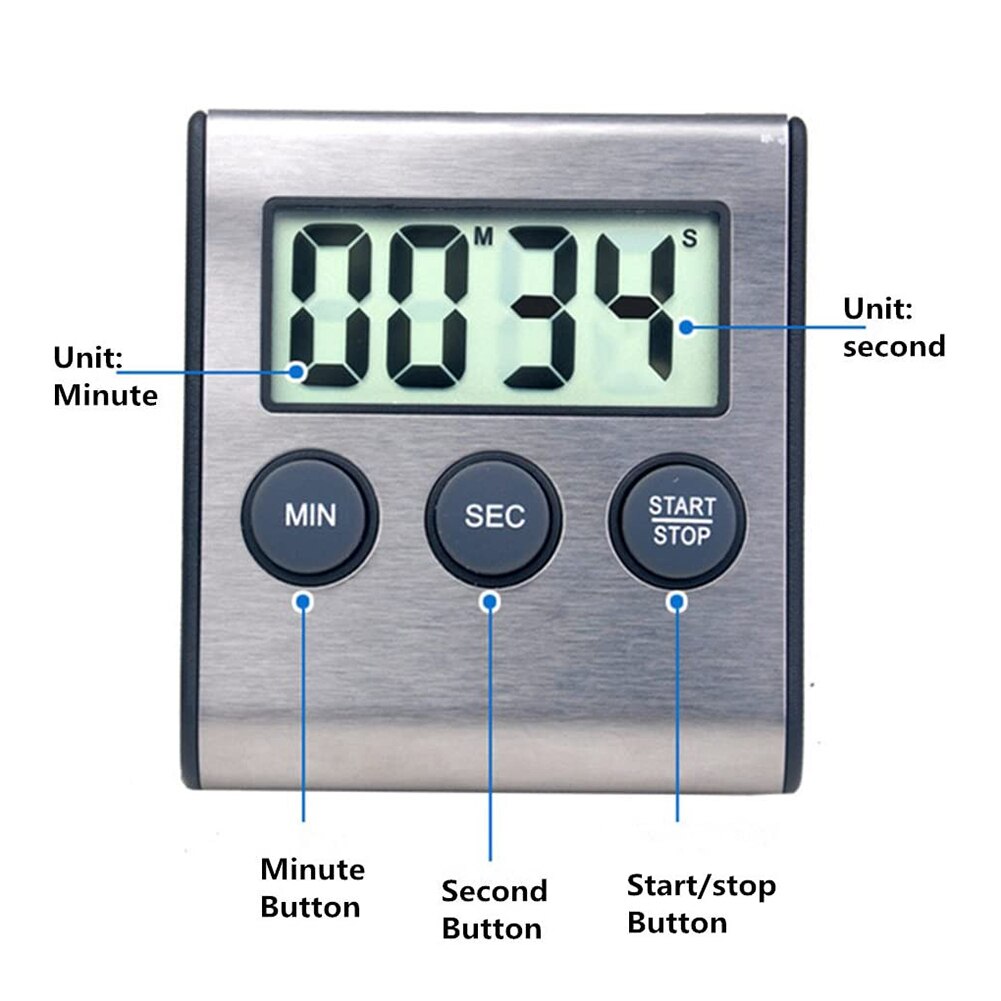 1 Pcs Large Magnetic LCD Digital Kitchen Countdown Timer Stopwatch Alarm Practical Cooking Alarm Clock With Stand Kitchen Timer