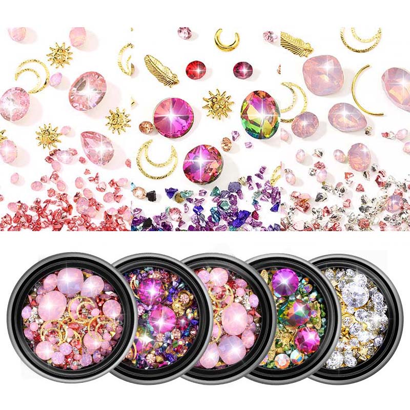 1 Box Mini Bubble Bal Kralen Bodem Kleurrijke Kristal Glas Diamant Ornamenten Kralen Voor Diy Uv Hars Vullen 3D Nail art Decora